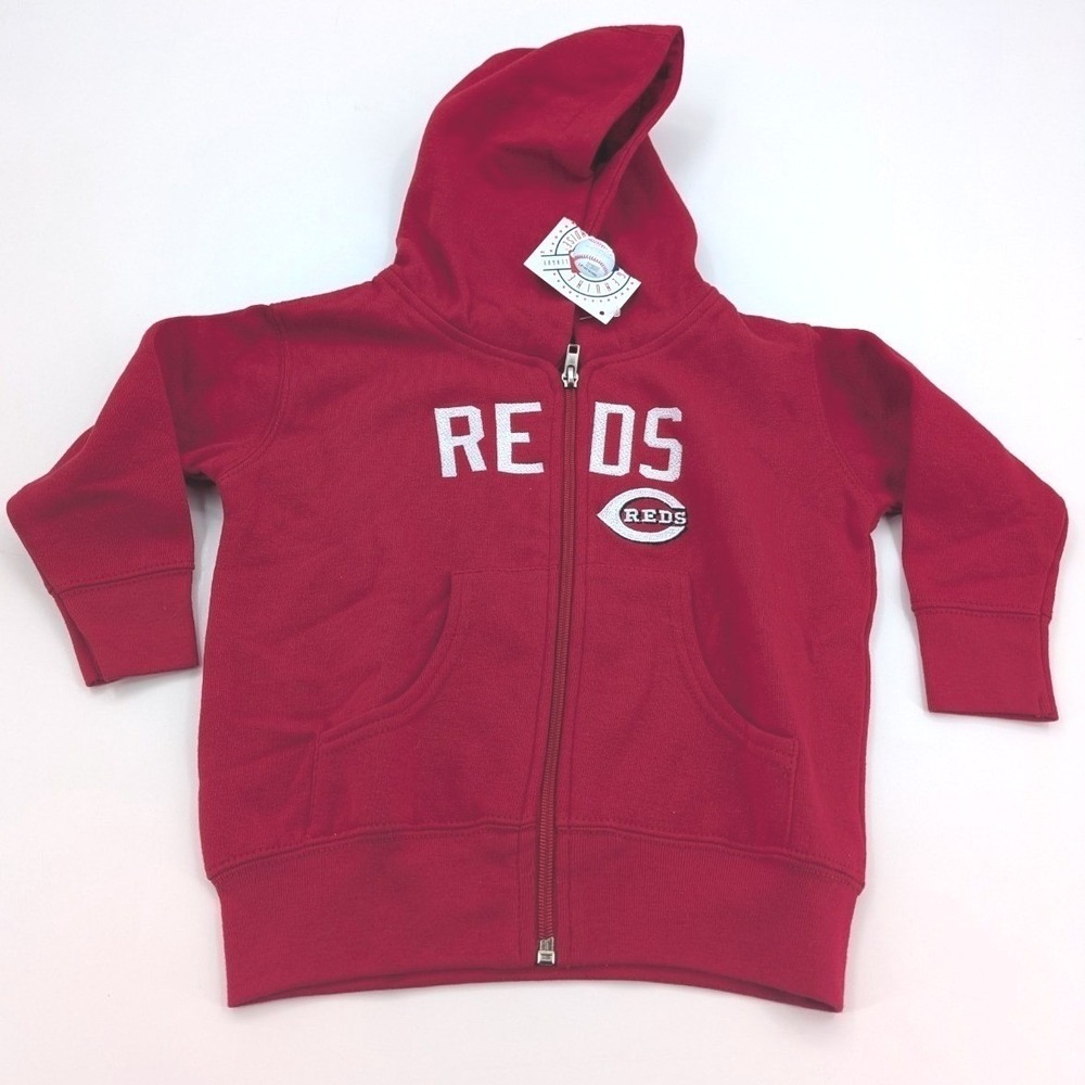 NWT Soft As A Grape Cincinnati Reds Toddler Hoodie Size 2T Red Full Zip Baseball